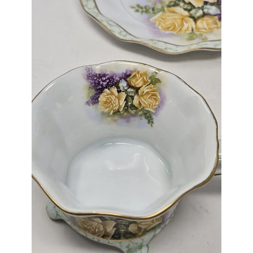 VINTAGE TEA CUP & SAUCER BUNDLE YELLOW PINK ROSES FLORAL BETTY PLATNER